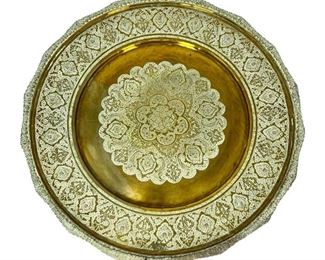 Gorgeous Vintage Brass Hand Etched Plate