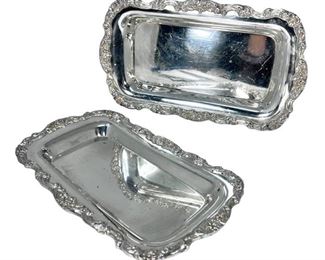 Set of 2 Beautiful Silver Plated Trays