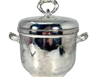 Silver Plated Ice Bucket with Lid and Thongs