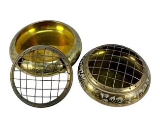 Two Vintage Brass Potpourri Bowls