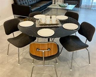 Mid Century Modern MCM Saarinen 47" Round Dining Table and 6 Eames Molded Dining Chairs