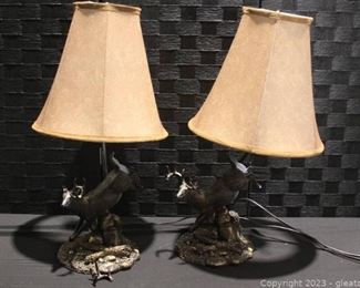 Pair of John Parsons Wildlife Deer Sculpture Table Lamp