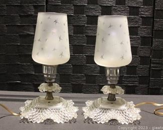 Pair of Mid Century Glass Table Lamps