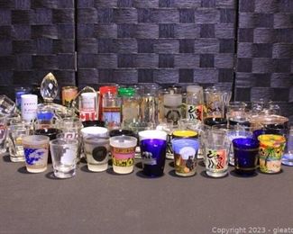 Souvenir Shot Glass Collection and Glass Wine Stoppers