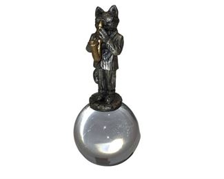 Unique Cat Playing Sax Paperweight