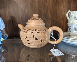 Double wall clay teapot