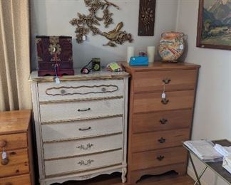 Chests, vintage wall hangings, etc.