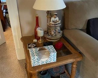 . . . matching oak and glass end table