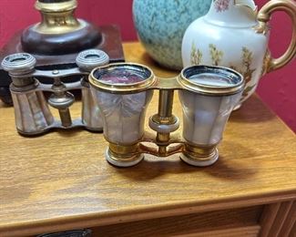 Lemaire Fi  Paris mother of pearl and brass opera glasses