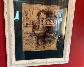 Historic Easton Tower in Paramus on red Mill Road. Hand sketched.