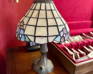 Tiffany style 9 inch table lamp. Needs electrical cord.