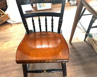 4 Hitchcock Black and Maple Stenciled Chairs