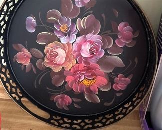 MCM fine art studio, tole floral tray