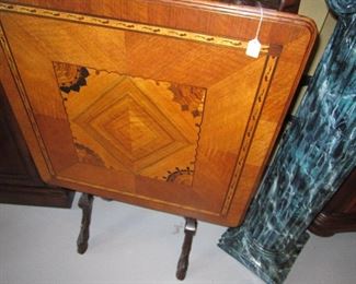 Hand made inlaid card table extrordinary craftsmanship