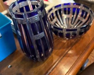 blue European glass sets