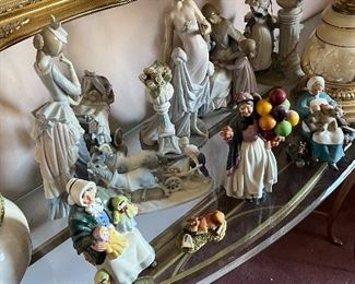 Lladro (Wind Blown Girl) retired and Royal Doulton (Rag Doll Seller) and others