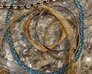 gold and silver jewelry pieces/bangles/huge watch collection/ earrings/costume as well