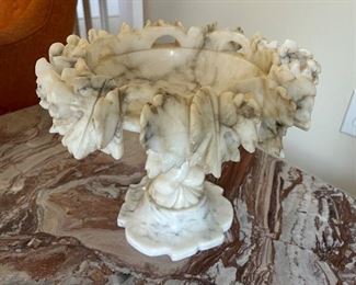 	#18	Italian Marble pedestal bowl 9.5Hx11"W	 $50.00 	Heavy!  Beautiful! "As Is".  see pics.