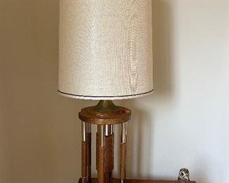 	#19	Vintage 1970's brass and wood lamp 42"H	 $60.00 				