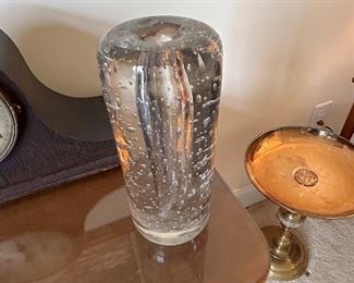	#25	Hand blown vase with bubbles. Very heavy. 10'H	 $40.00 				