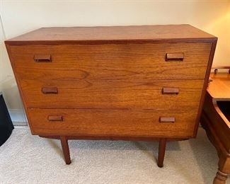 	#32	Vintage Danish modern drop down desk  with vanity mirror and two drawers 39x18x34	 $275.00 				