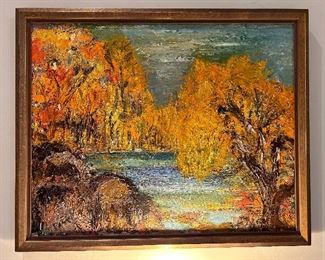 	#45	Original abstract signed and framed art 33x26	 $80.00 				