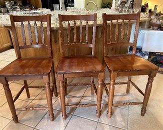 	#52	Wooden bar stools seat 24"H counter height set of 3	 $45.00 				