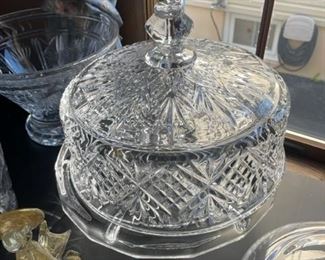Glass and crystal pieces/lights/servers.dishes etc