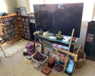 TV, TV Stand, Boxes, Decor