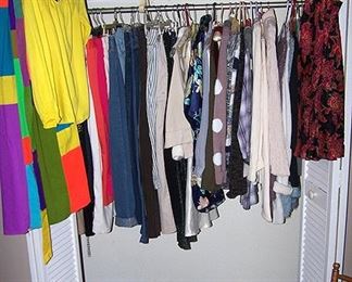 One of three closets w / ladies clothes and shoes, 1960's Alice of California blouse and long skirt