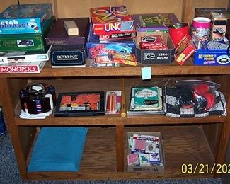 Wood shelf, board games