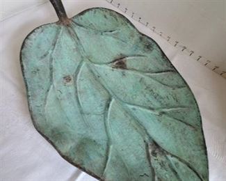 Metal leaf design tray 24" long