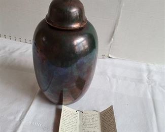 Ginger jar with broken/glued lid 15" tall from Horton's