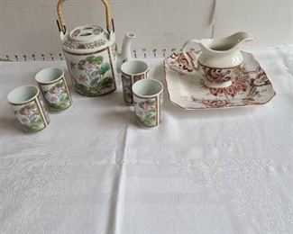 Japanese tea set and plate with pitcher