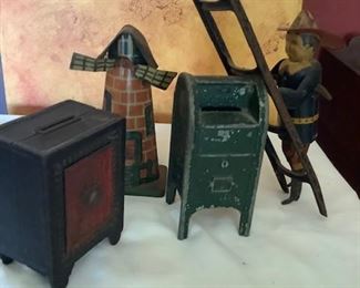 Old metal piggy banks.