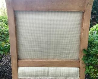 Back
Jansen
Louis XVI style bergere
seafoam & gold striped silk & gingham back w/ down filled cushion mid 20th c
stamped 
25.5”d x 24”w x 34”h seat 18”h 

Was $2000
Now $800