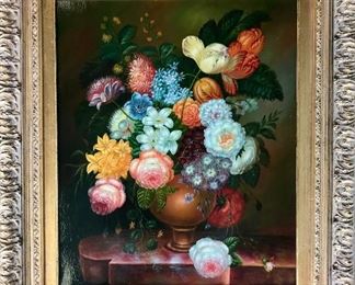 J Glenn
 floral still life 
oil on canvas 
20th c
24” x 20” 

Was $600  
Now $180
