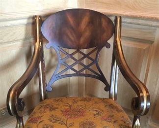Ferguson Copeland 
Regency style arm chair
floral upholstery
late 20th c 
22”x 24.5” x 37” h seat 18.25”h

Was $550
Now $200