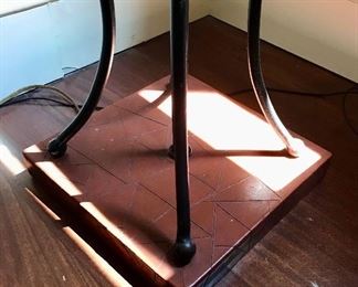 Detail
1 of pair
Frederick Cooper 
pair leather & iron floor lamps, 
as is (1 slightly bent) 60” h
Was $500
Now $175
PENDING 