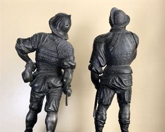 Pair metal conquistadors 
19th/20th c 
14” h & 13” h 

Was $250 
Now $100
