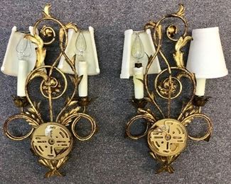 Pair gilt metal 2-candle sconces

Was  $300 pair 
Now $120 pair