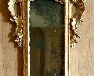(1 of pair)

Pair 18th c Italian carved & giltwood framed mirrors, original mirrors, minor gilt loss
Each 30” x 14.75”

Was $3500 pair
Now $1500 pair
