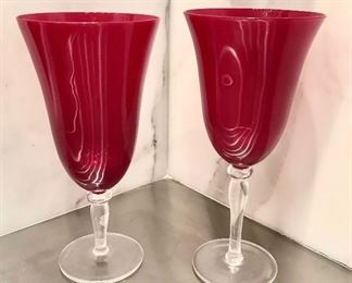 Ruby & clear glasses 
10 long stem 
4 short stem 

Was $150 all
Now $60 all 