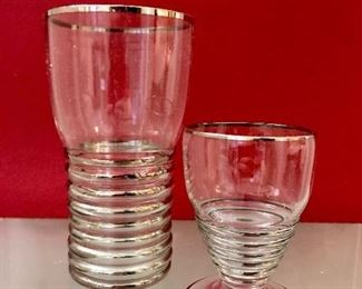 Silver over clear ribbed glasses
 (10) 5.5” (4) 3.5”

Was  $100  
Now $40