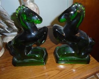 glass horse bookends