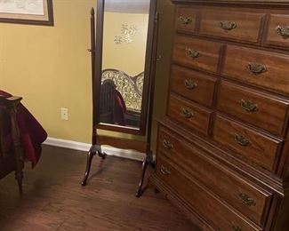 Solid cherry chest of drawers.Matching bed and night stand.