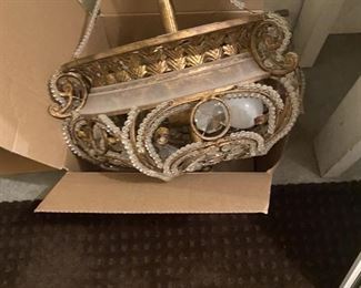 Beautiful bronze and crystal flush mount light.