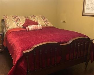 Solid cherry bed.  Matching chest of drawers and night stand