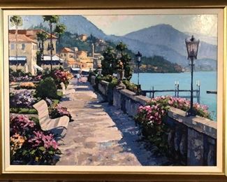 Howard Behrens “Bellagio Promenade” artist enhanced/signed/numbered print on canvas