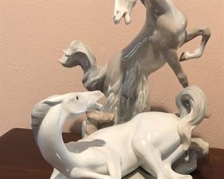 Lladro “Horses” grouping by Fulgencio Garcia, 16” high, 1970-1979
